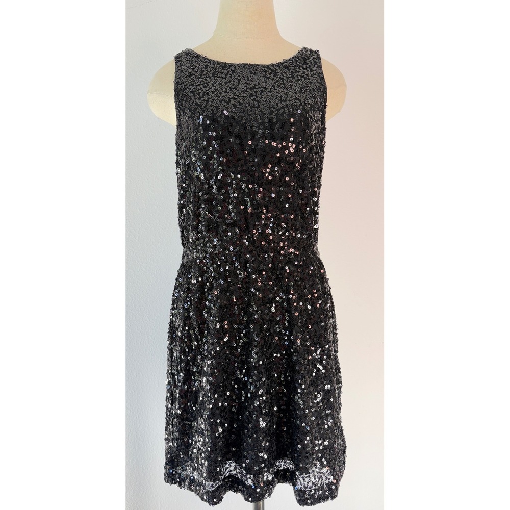 Y2K Lauren Conrad Black Sequin Mini Dress Holiday Party Fairy Grunge Size 8